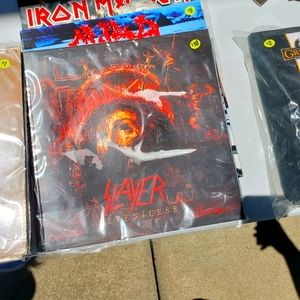 Lot of metal vinyl records.